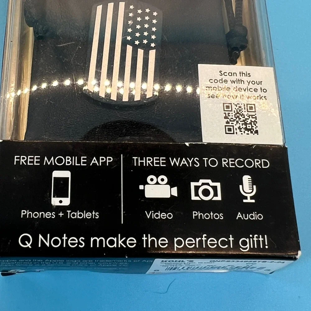 NWT‎ Q Notes Dog Tag Necklace Mens One Size Silver American Flag QR Code Message